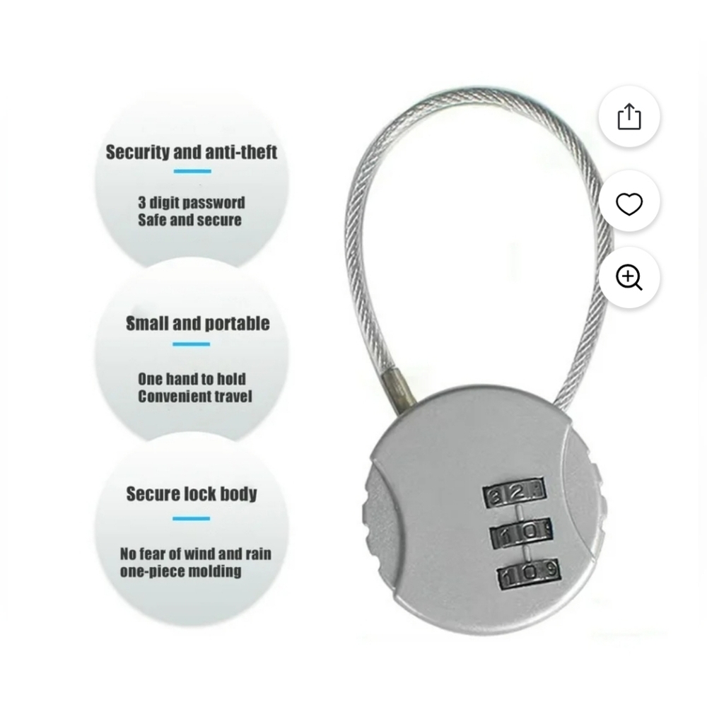 Silver Cable Combination Lock BNIB - Picture 6 of 12